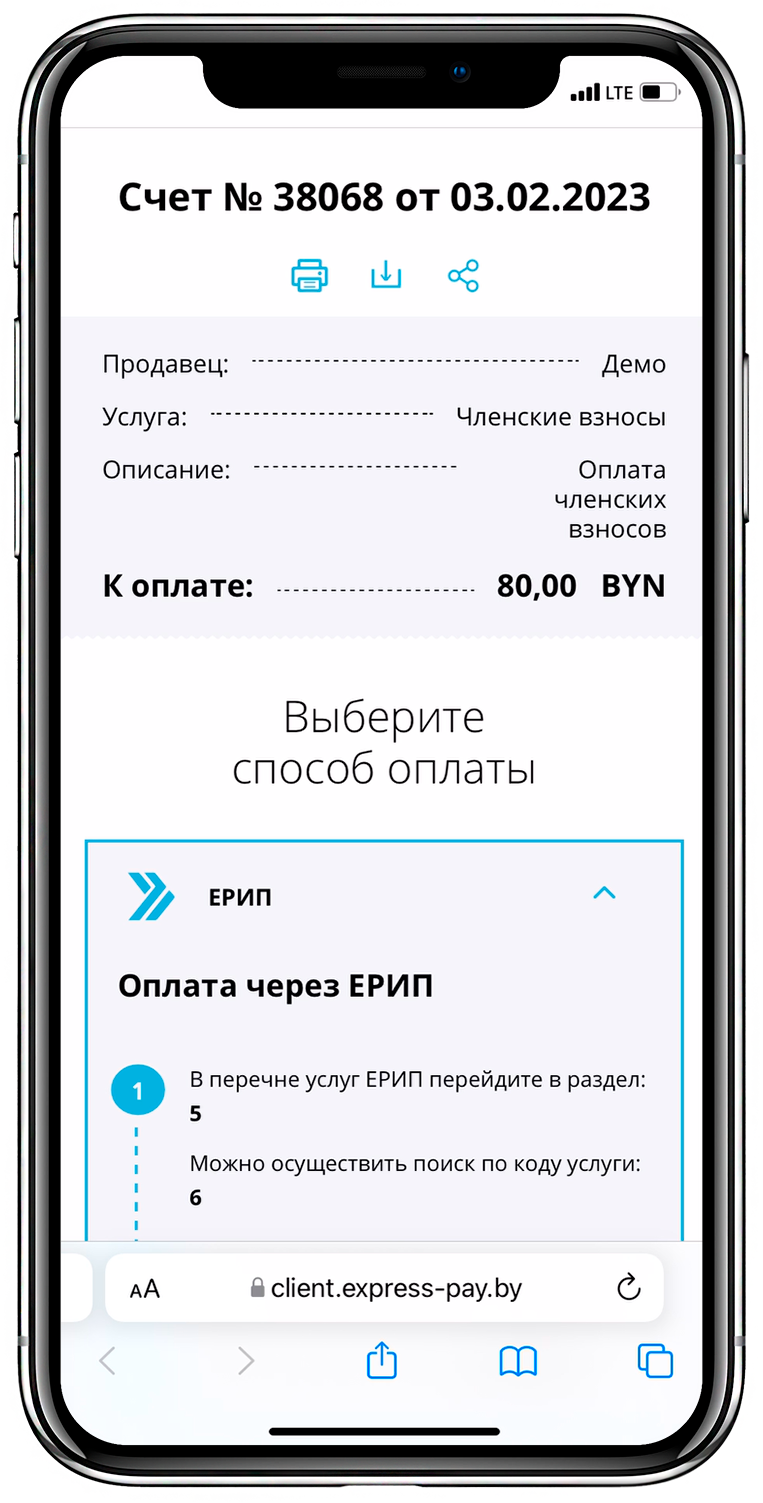 Мобильная версия платежной страницы